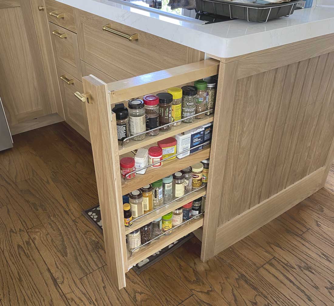 Custom Rev-A-Shelf pull-out spice rack