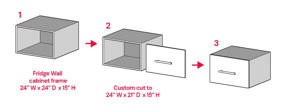 SEKTION fridge wall cabinet frame side view with measurements