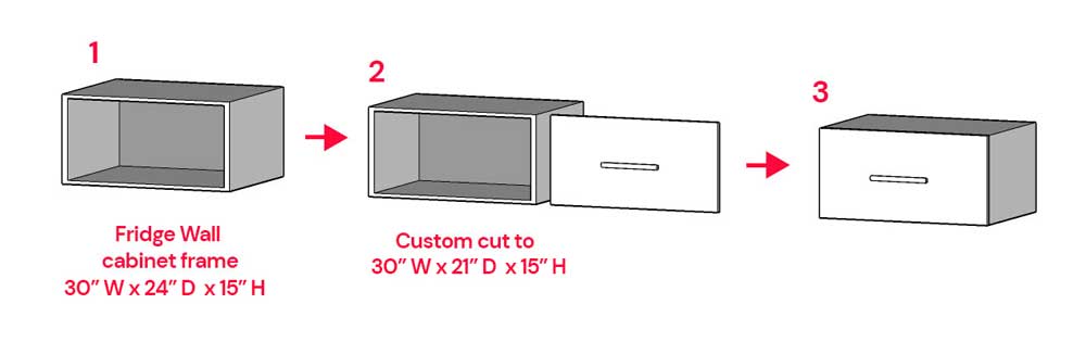 SEKTION fridge wall cabinet frame front view with measurements