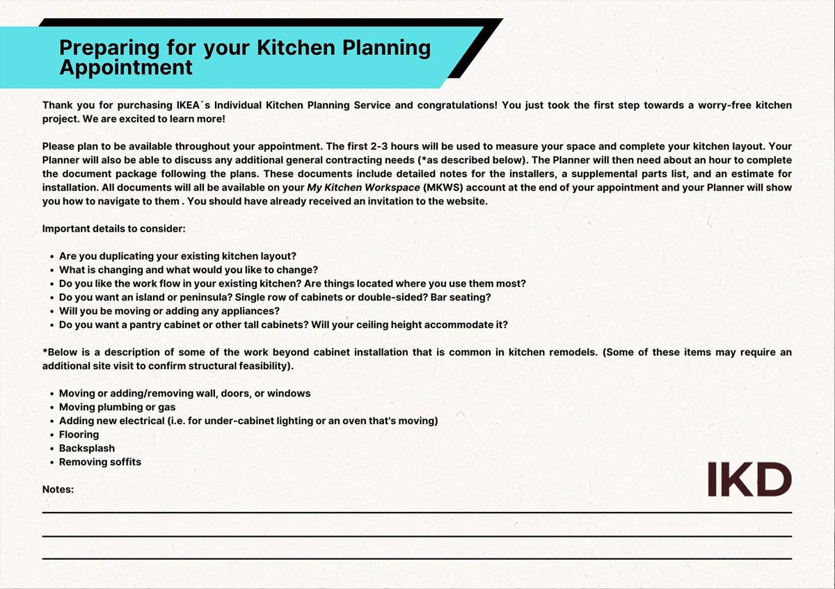 Preparing for your kitchen planning appointment - IKD pre-design form