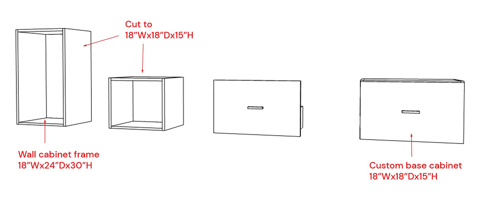 Locker-style wall cabinet frame and base cabinet design and measurements