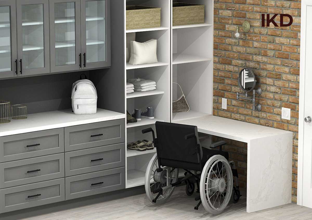 Using affordable materials, our designers prioritize accessibility throughout the home, including spaces like clothing closets that are often overlooked