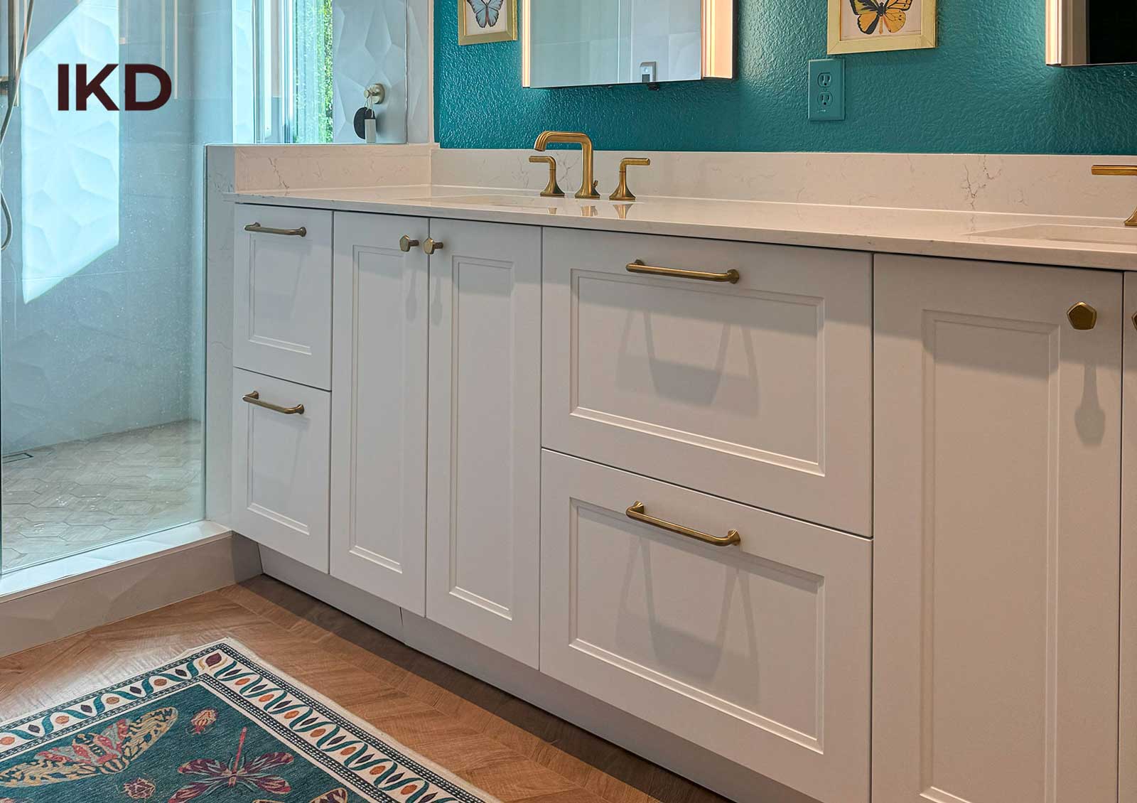 IKEA bathroom design using AXSTAD cabinet doors