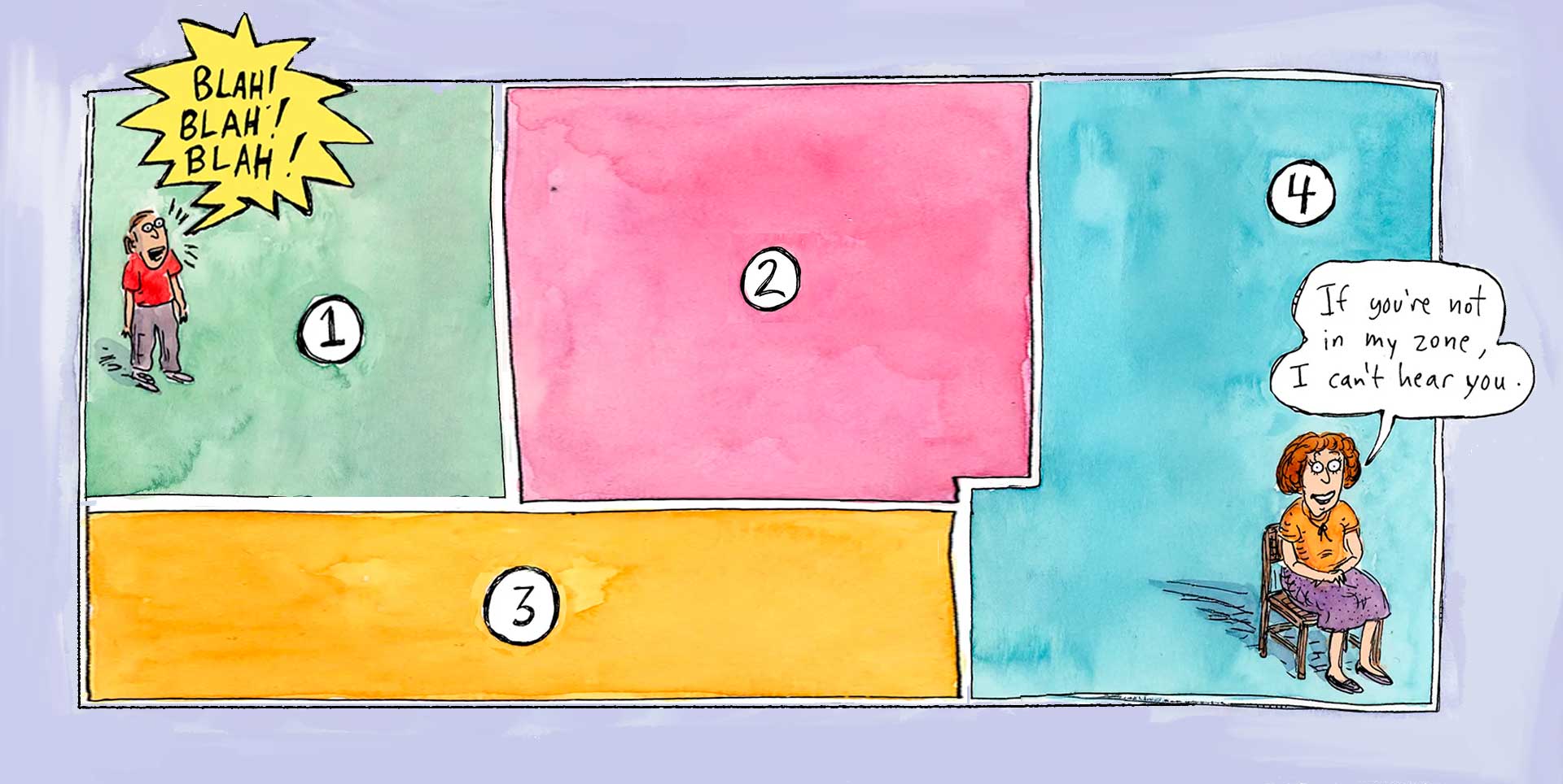 Cartoon of a floorplan of a badly planned house