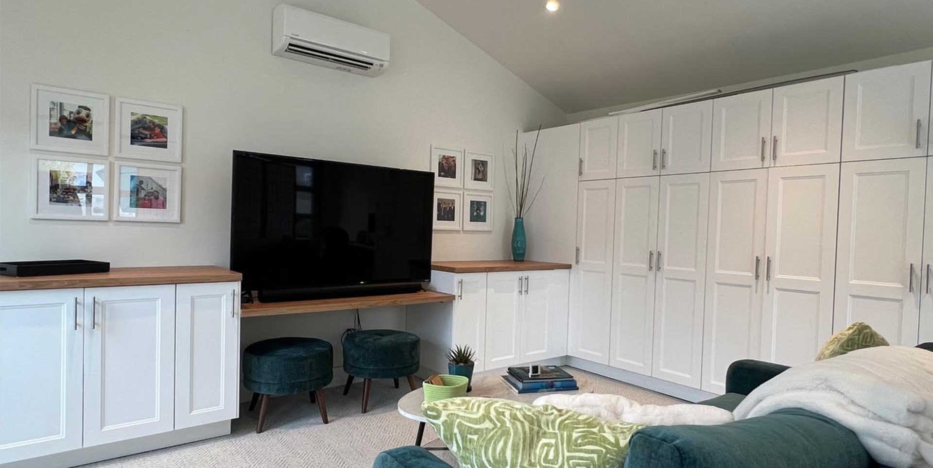 IKEA everywhere! cabinetry, countertops, upholstered furniture and some decor