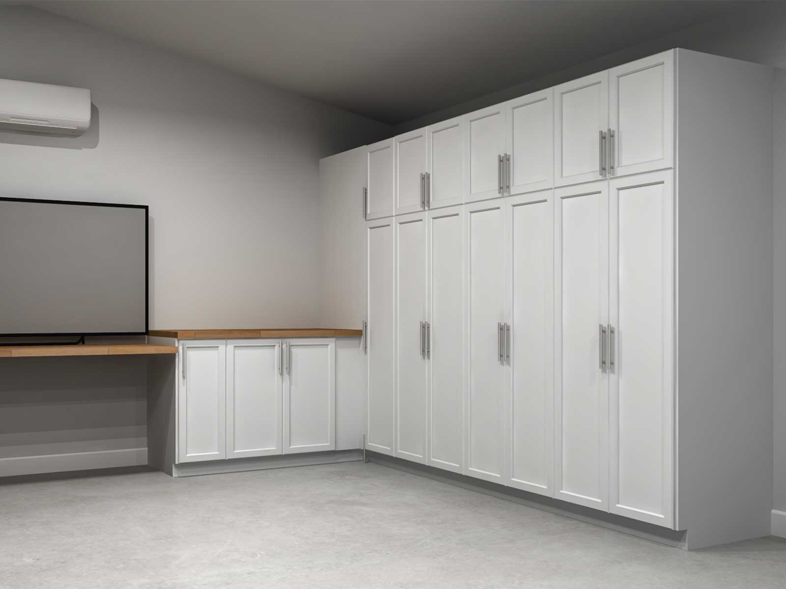 A row of IKEA tall units for full-home storage